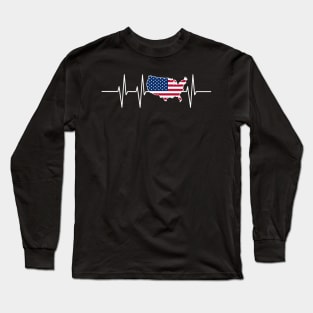 Veteran Heartbeat USA - Pride 4th July Gift Long Sleeve T-Shirt